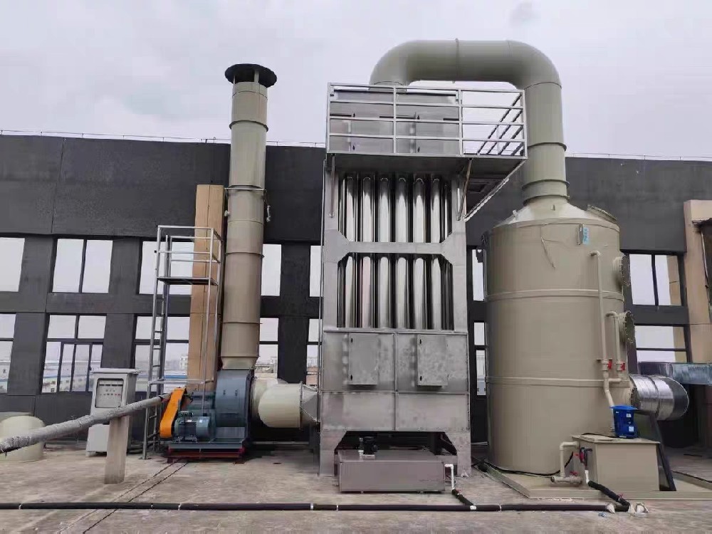 喷淋塔 + 电捕焦油器 + 催化燃烧